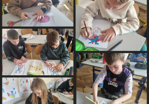 Uczniowie klasy 2c na zajęciach z edukacji przyrodniczej