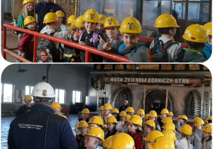 Uczniowie podczas zwiedzania kopalni