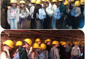 Uczniowie podczas zwiedzania kopalni