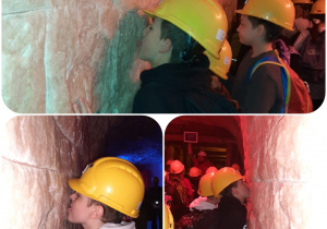 Uczniowie podczas zwiedzania kopalni