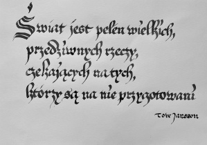 Praca kaligraficzna ucznia naszej szkoły