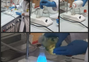 Eksperymenty chemiczne podczas warsztat w