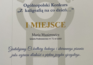 II Ogólnopolskim Konkursie Kaligraficznym „Z kaligrafią na co dzień…”