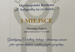 II Ogólnopolskim Konkursie Kaligraficznym „Z kaligrafią na co dzień…”