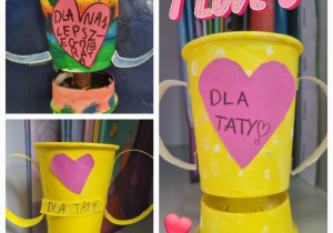 Prace plastyczne uczniów klasy 2c z okazji Dnia Mamy i Taty