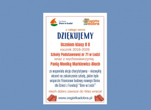 Dobro wraca – wyjątkowy gest uczniów klasy 8B