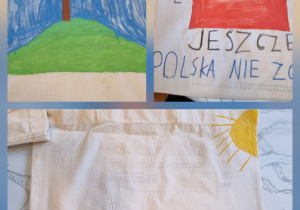 Kreatywne prace uczniów, klasy 4B, z akcentem patriotycznym.