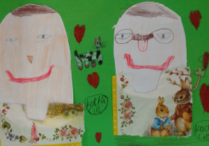 Praca plastyczna wykonana z okazji Dnia Babci i Dnia Dziadka autorstwa ucznia klasy 2a