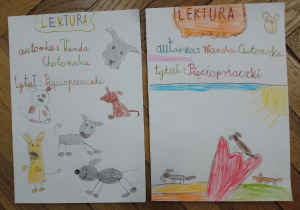 Fragmenty „książeczek do lektury" wykonane przez uczniów klasy 2a