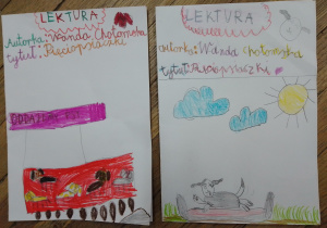 Fragmenty „książeczek do lektury" wykonane przez uczniów klasy 2a