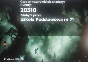 Podsumowanie quizu z liczbą zdobytych punktów