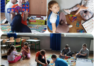 Uczniowie podczas zabaw konstrukcyjnych.
