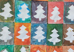 Choinki wykonane przez uczniów klasy 3b